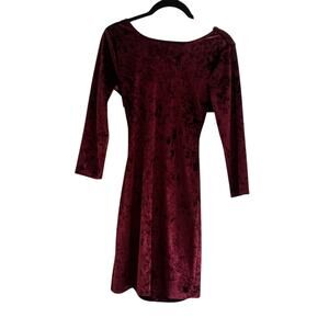 🍷Unedited dark red burgundy, body con long sleeve mini dress size small
